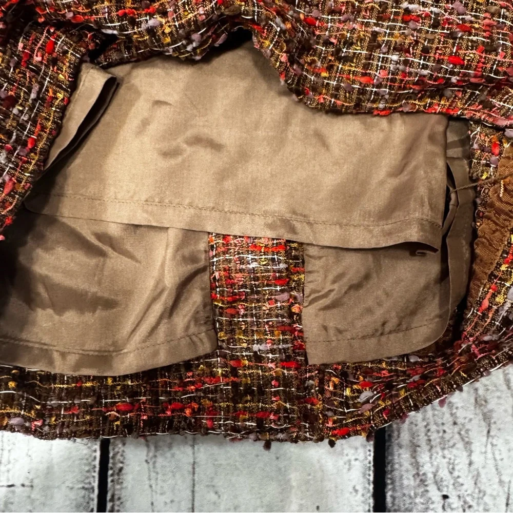 J.Crew Tweed Pencil Skirt Size 00 Brown Red Textured Career‎ Classic
